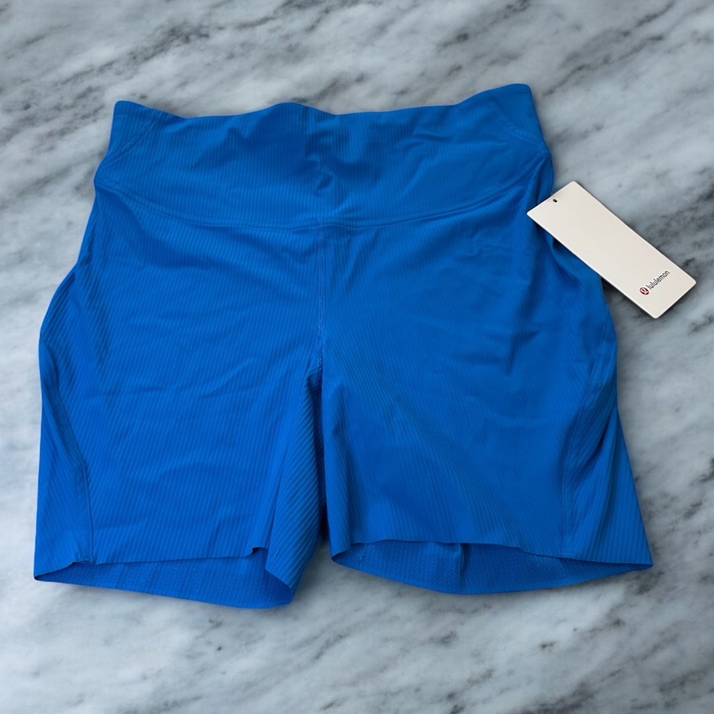 Lululemon Base Pace Ribbed Shorts Size 12 NWT Blue